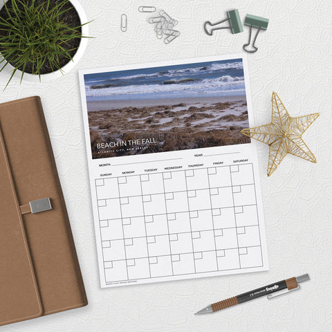 Beach in the fall Desk or Planner Calendar Download