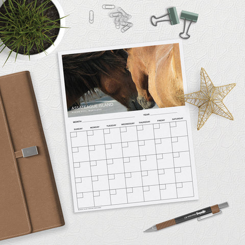 Horses at the Stable Desk or Planner Calendar Download