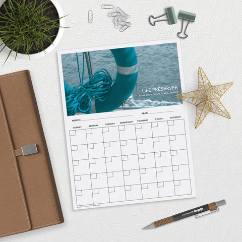 Life Preserver With Overlay Desk or Planner Calendar Download