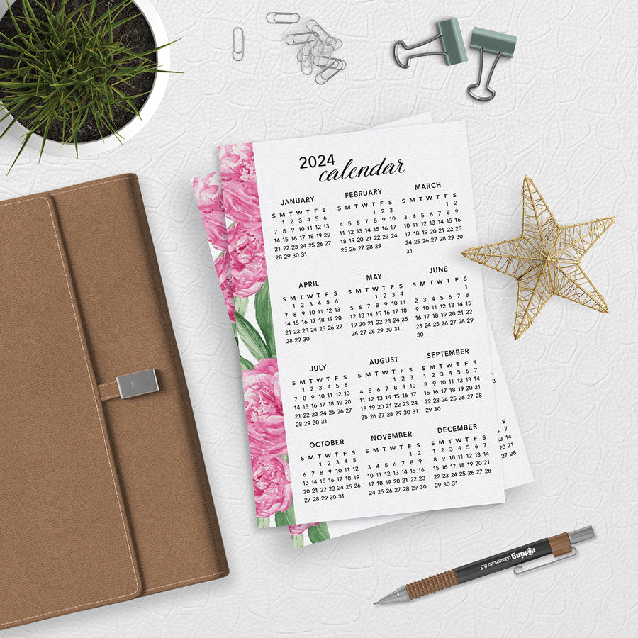 Peony Flower 2024 Planner Calendar Download Clay House Designs