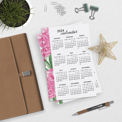 Peony Flower 2024 Planner Calendar Download