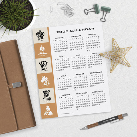 Chess Board Side Desk or Planner Calendar Download