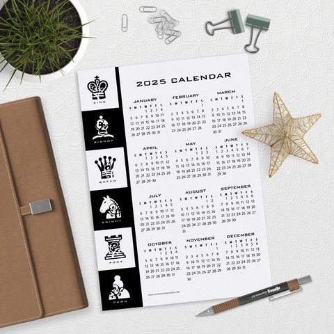 Chess Board Side Desk or Planner Calendar Download