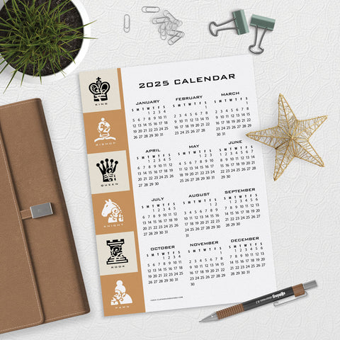 Chess Board Side Desk or Planner Calendar Download