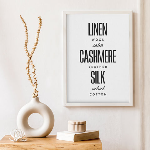 Fabric Names and Style and Fashion Terms Gift Set Wall Art Download