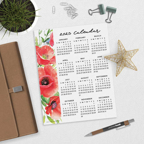 Poppy Flower 2025 Desk or Planner Calendar Download