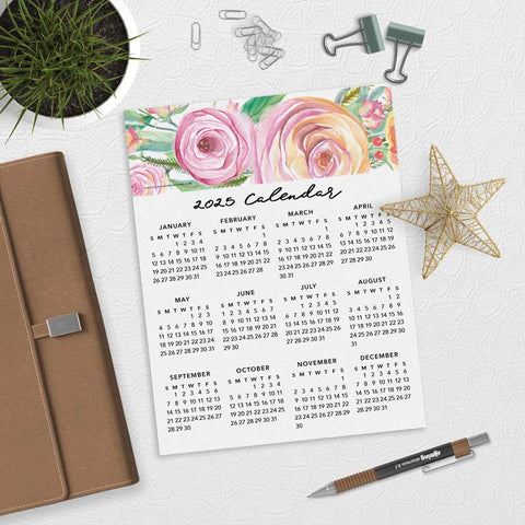 Sweet Rose 2025 Desk or Planner Calendar Download