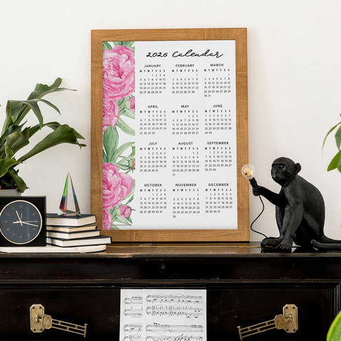 Peony Flower (Side) 2026 Calendar Download