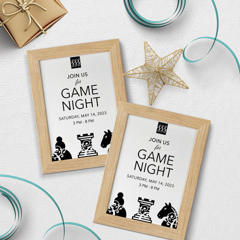 Game Night Invitation Bag Stuffer, 5x7 Wall Art and Postcard Download