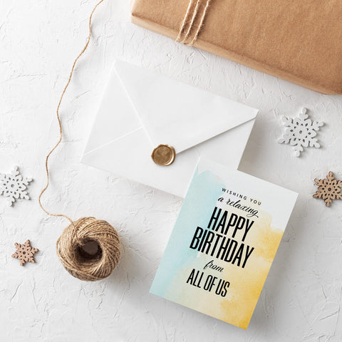Wishing you a relaxing Happy Birthday... Gift Bag Stuffers Postcard Download