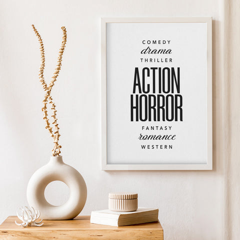 Coming soon and Top Movie Genres Gift Set Wall Art Download