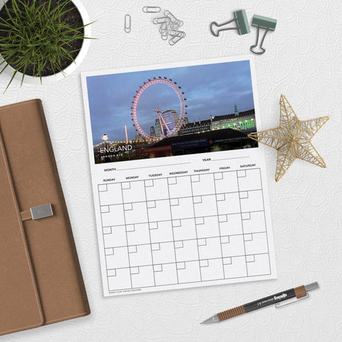 London Eye in England Desk or Planner Calendar Download