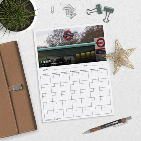 London Underground Desk or Planner Calendar Download