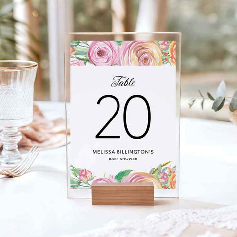 Sweet Rose Table Numbers 1 to 20 Template Download