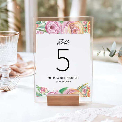 Sweet Rose Table Numbers 1 to 20 Template Download