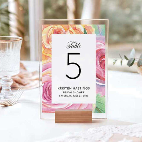 Wild Rose Table Numbers 1 to 20 Template Download