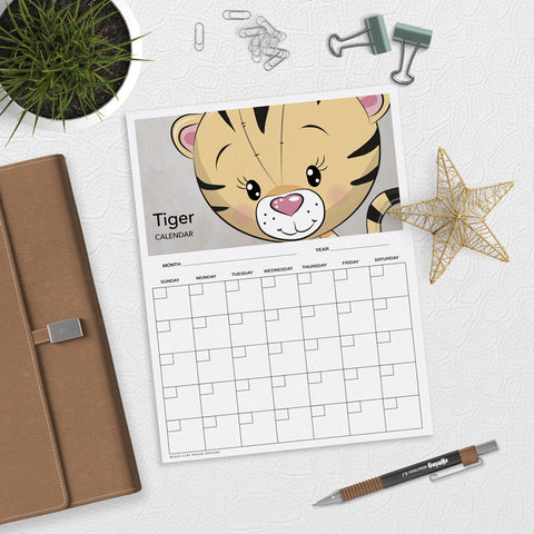 Tiger Baby Animal Desk or Planner Calendar Download
