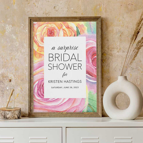 Wild Rose Bridal Shower Sign Template Download