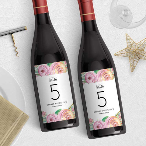 Sweet Rose Table Number Wine Label Download