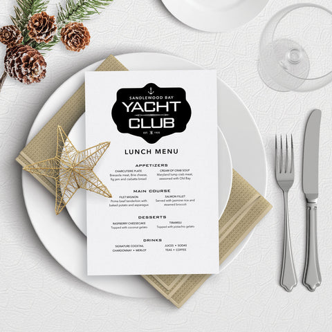 Yacht Club Menu Template Download