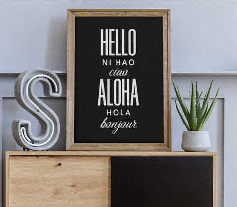 Hello in Five Languages Wall Art Download