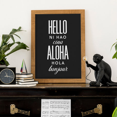 Hello in Five Languages Wall Art Download
