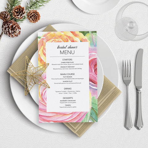 Wild Rose Menu Template Download