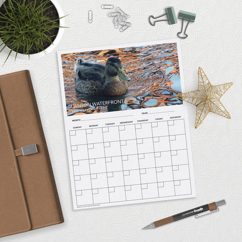 Duck in Sunset Watercolor Desk Style Calendar Download