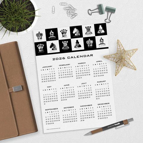 Chess Board (Top) 2026 Calendar Download