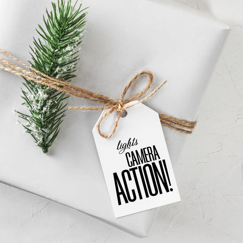 Lights Camera Action! Gift Tag or Sticker Download
