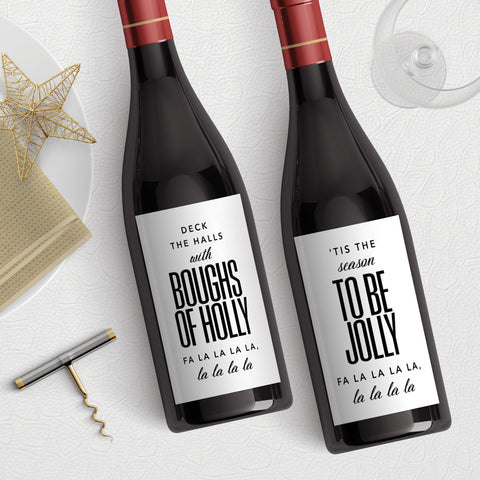 Deck the Halls and Tis the Season Wine Label Gift Set Download