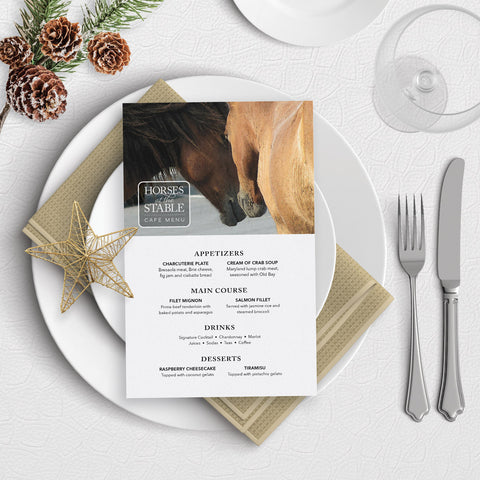 Horses at the Stable Menu Template Download