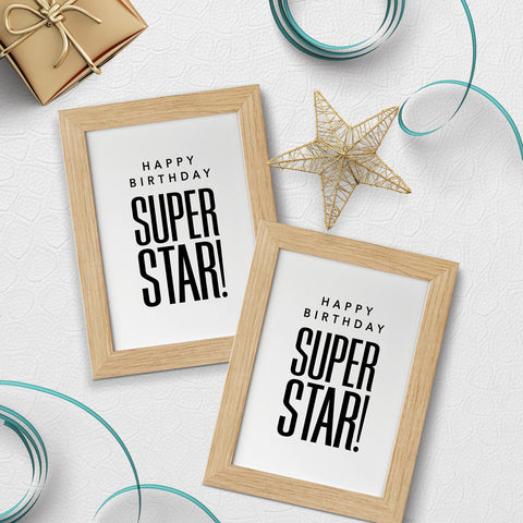 Happy Birthday Superstar! Bag Stuffer, 5x7 Wall Art and Postcard Download