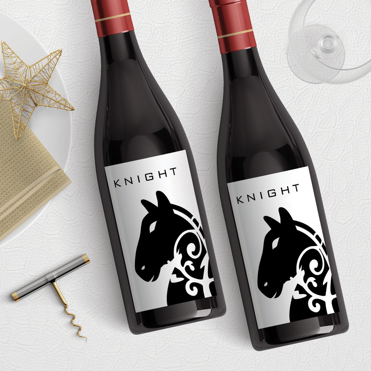 Knight (Horse) Chess Piece Wine Label Download - Clay House Designs