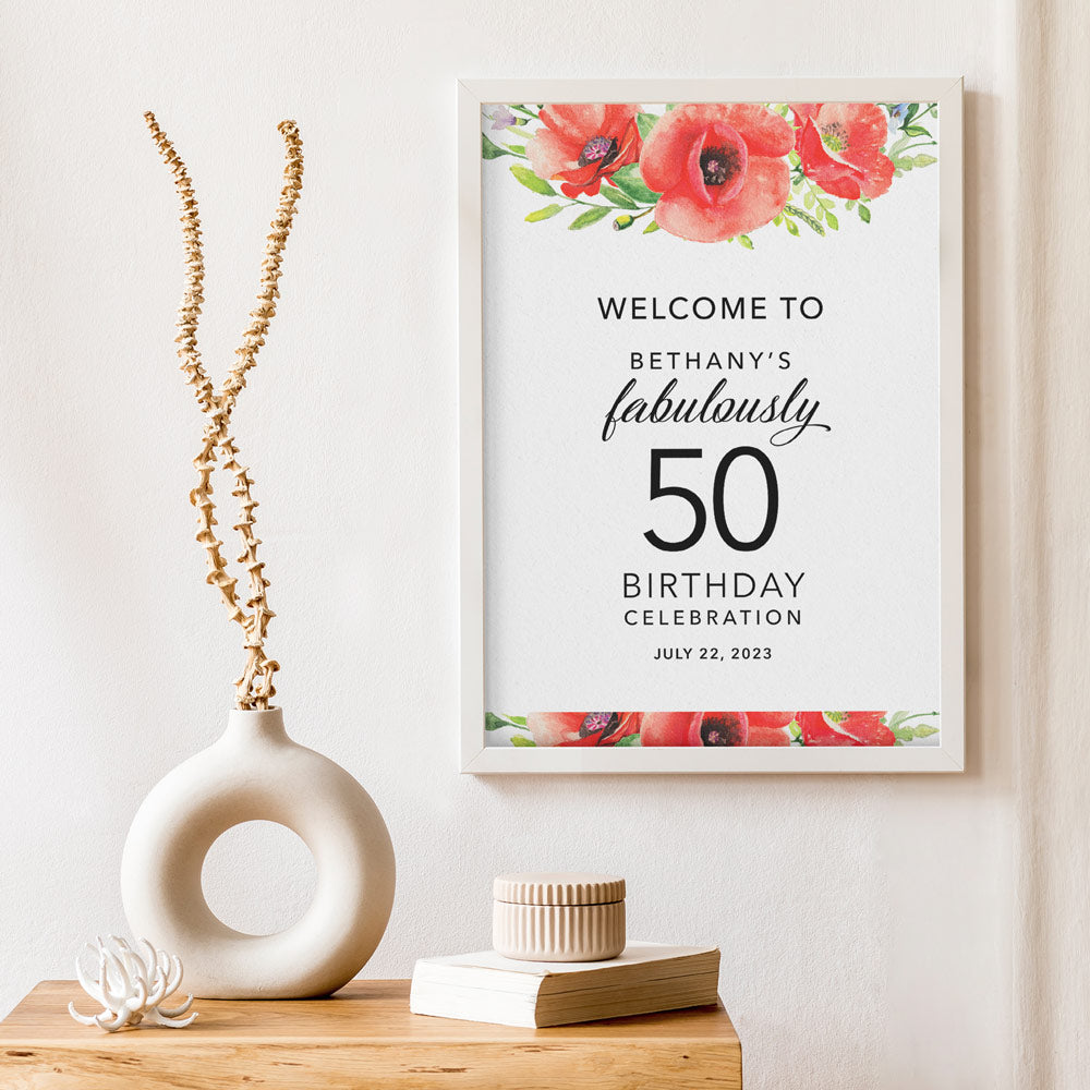 Poppy Flower Birthday Sign Template Download - Clay House Designs