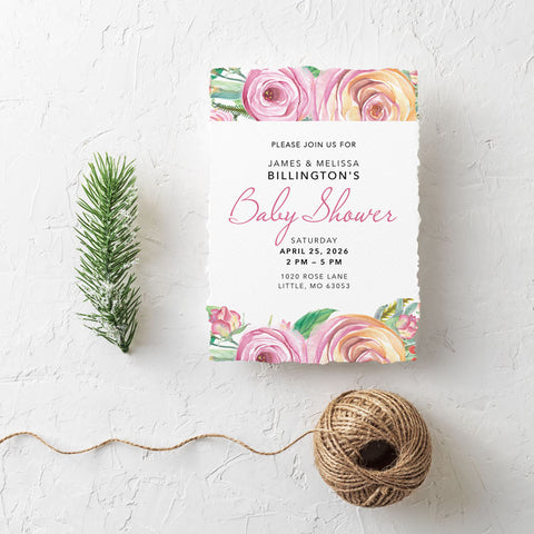 Sweet Rose Baby Shower Invite Gift Bag Stuffers Download