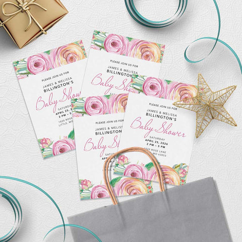 Sweet Rose Baby Shower Invite Gift Bag Stuffers Download