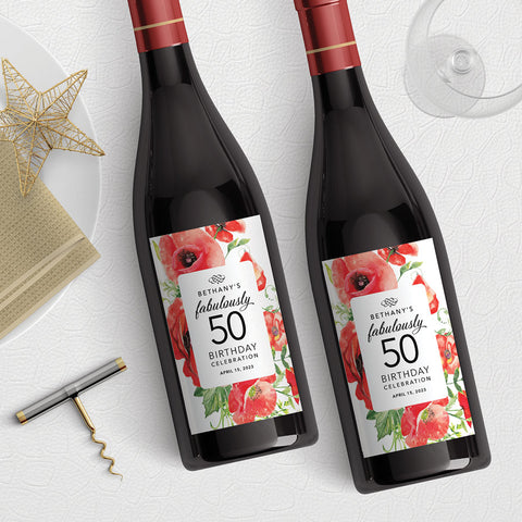 Poppy Flower Wine Label Template Download