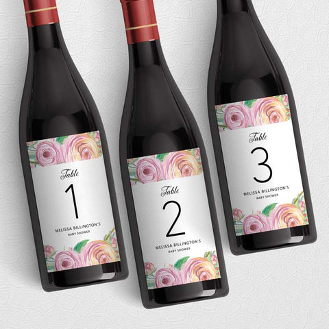 Sweet Rose Table Number Wine Label Download